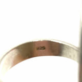 Estate size 7 925 Sterling Silver Beige Marquise Cut Lace Agate Ring