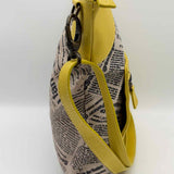 MAURIZIO TAUITI Gray Yellow Square Newspaper Leather Crossbody