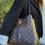 LOUIS VUITTON NeoNoe MM Coated Canvas Brown Monogram Bucket Bag