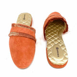 Birdies Ani Women's Orange Size 8 Flat Suede Fringe Mules