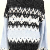 Loft Women's Blue Gray Size XS balloon sleeve Abstract Sweater