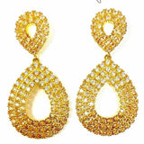 Cote d' Argent Gold Tone Dangle 2" Teardrop Cubic Zirconia Earrings