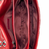 Chanel 2012 Accordion 3 Flap Bag Red Quilted Lamb Leather Shoulder Bag