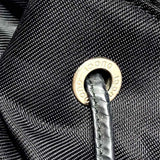 Gucci Vintage Nylon Black Drawstring Patent Leather BackPack w/ Bamboo Accents