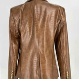 VERONICA BEARD Lawrence Women's Brown Size 10 Double Breasted Croc Jacket