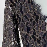 Diane Von Furstenberg Women's Black / Gold Size 4 Midi Lace Floral Dress
