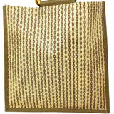 Jute Beige Brown Top Handle Geometric Tote