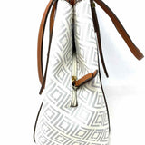 Liz Claiborne Coated Canvas White / Gray Abstract Tote