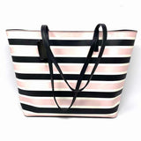 Kate Spade Janie Medium Black Pink Stripe Tote