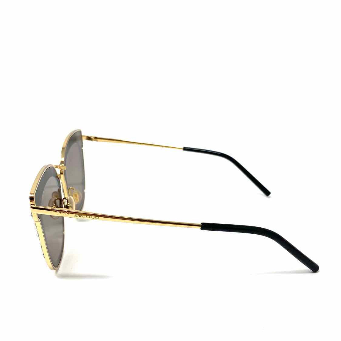 JIMMY CHOO Nile Metal Brown Gold Tone Oversized Leopard Sunglasses