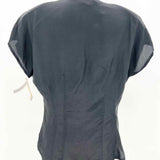 Michelle Stuart Women's Black Size M Button Down Silk Short Sleeve Top