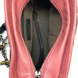 Chanel 2018-19 Gabrielle Sm Pink Navy Chevron calfskin Made in France Crossbody