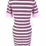 Good American Women's Pink Burgundy Size M Polo Knit Stripe Dress