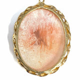 Estate 14K Yellow Gold Oval Carved Floral Shell Cameo Pendant Brooch