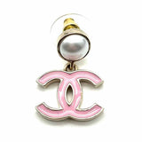 Chanel 2025 Spring/Summer CC Enamel Pink Faux Pearl Made in France 1" Earrings