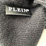 PHILIPP PLEIN Men's Black/Red Size XL Intarsia Skull Pullover Sweater