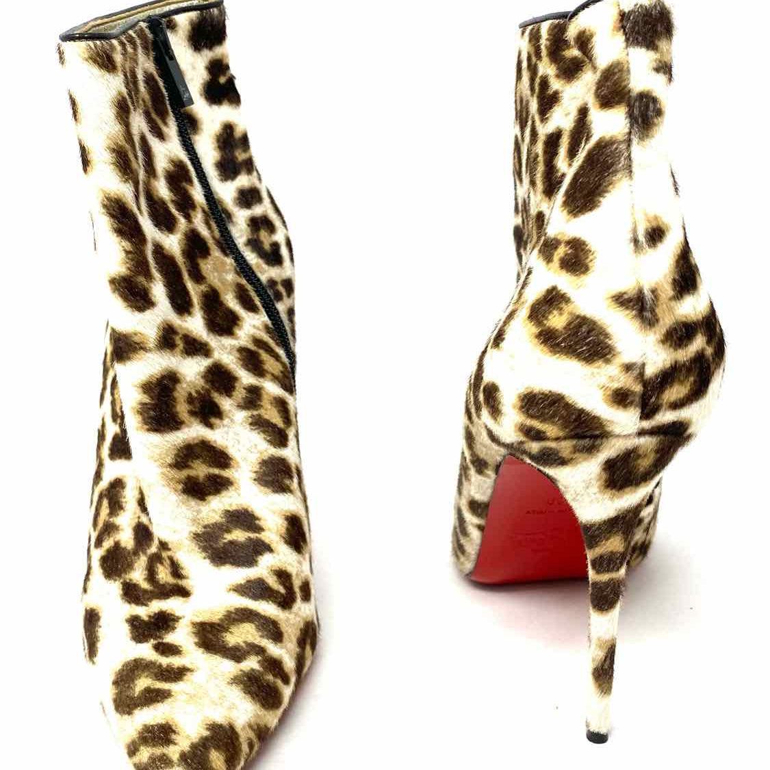 Christian Louboutin Women's Beige Size 39/9 Stiletto Calf Hair Leopard Boots