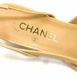 Chanel Women's Black Beige Size 38.5/7.5 Block Heel Leather Slingbacks