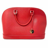 PULICATI Red Half Dome Saffiano Leather Satchel