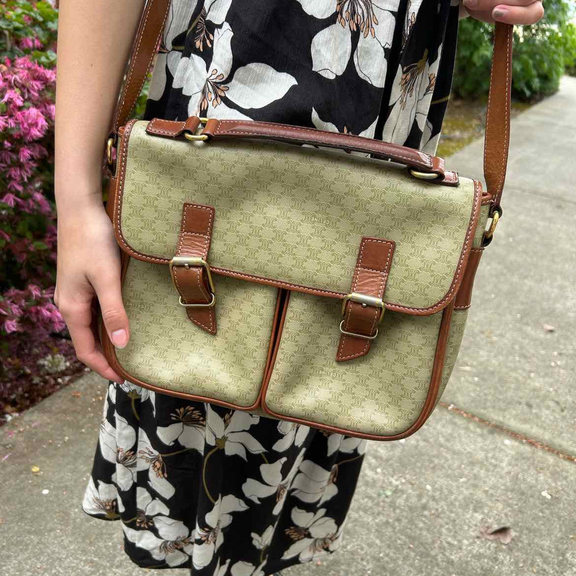 Celine PVC Macadam Green Crossbody Signature Messenger Bag