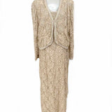 Laurence Kazar Women's Ivory Size 2X 2 Piece Rayon Beaded Skirt Set