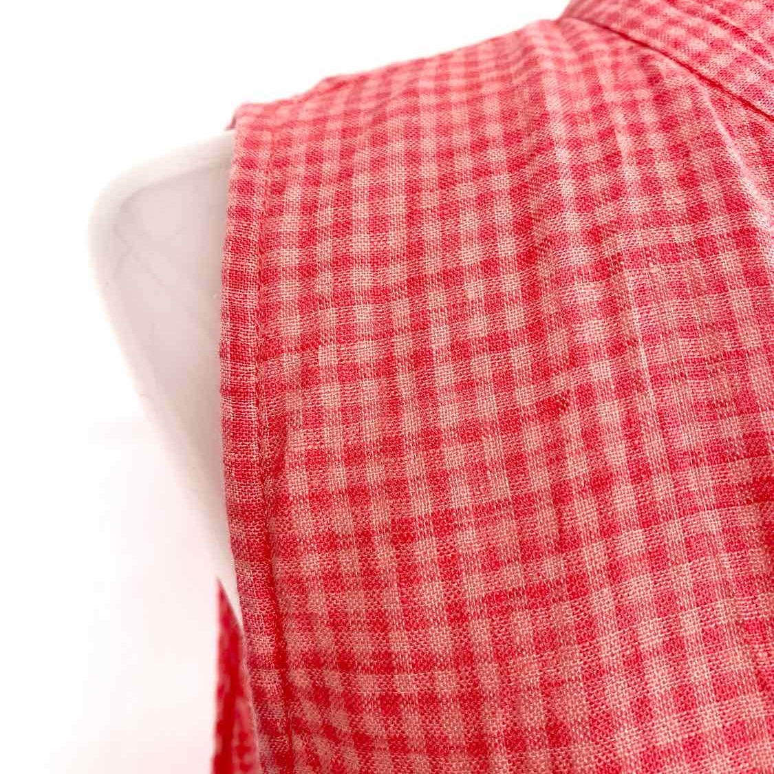 Eileen Fisher Women's Pink Size XXS Sleeveless Organic Linen Gingham Dress