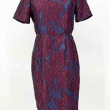 Burberry Women's Navy Black Size 6 sheath jacquard Floral Dress