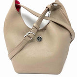 Tory Burch Perry Small Taupe Hobo Pebbled Leather Crossbody