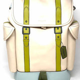 Coach Hitch with Trompe L'oeil Beige Green Buckle Leather BackPack