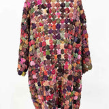 Women's Multi-Color Size M/L Open Front Yo-Yo Quilt Jacket