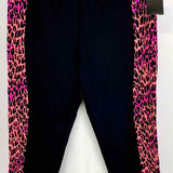 Betsey Johnson Women's Black / Pink Size L Crop Leopard Leggings