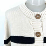 jenni kayne Women's Black White Size XS Button Down Pima Cotton Stripe Cardigan