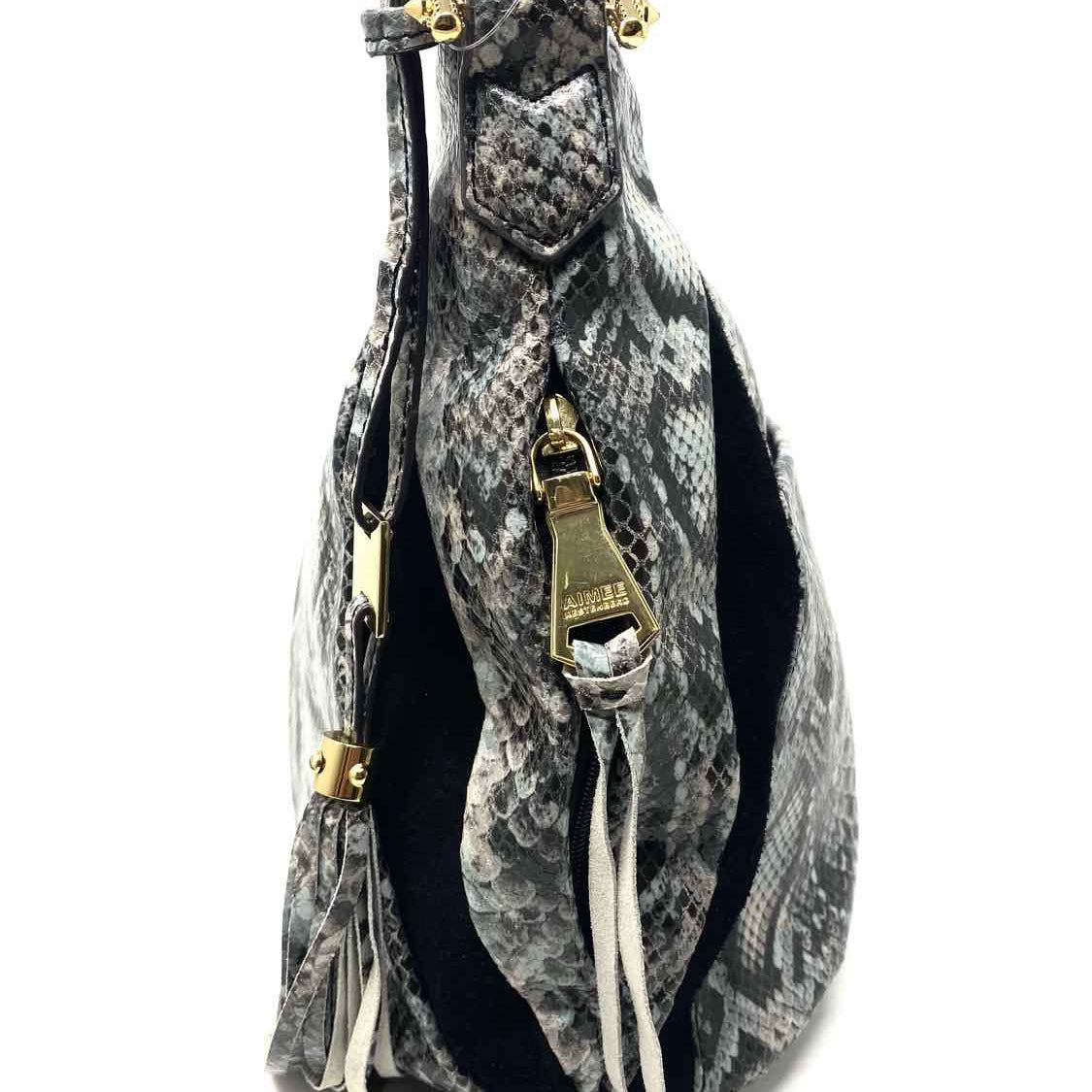 AIMEE KESTENBERG BLUE/GRAY Hobo Snake Print Suede Shoulder Bag