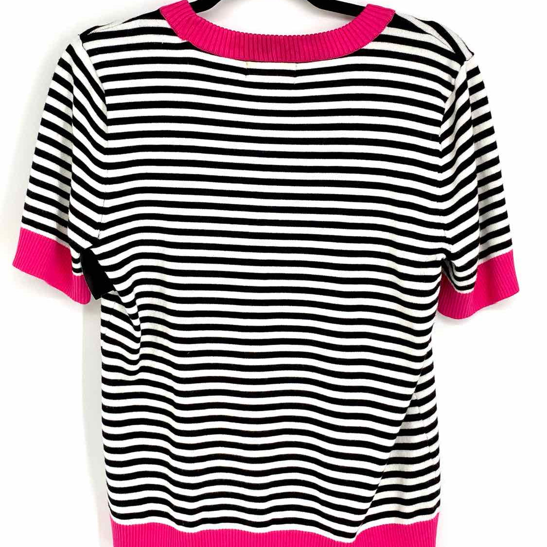 Karl Lagerfeld Women's Black / White Size M Sweater Stripe Short Sleeve Top