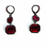 Givenchy Red Silver Tone Dangle Earrings