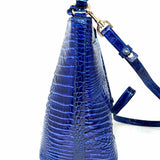 Brahmin Shira Blue Bucket Croc Embossed Leather Shoulder Bag