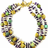 Elena Cantacuzene Multi-Color Layered 16 in Beaded Multi-stone Necklace