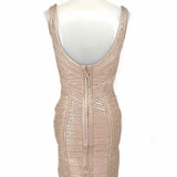 HERVE LEGER Briar Women's Rose Gold Size XS Bodycon bandage Dress