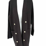 Karl Lagerfeld Women's Black Size S Long Open Front Cardigan