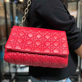 Christian Dior Miss Dior Soft FlapRed Cannage Leather Made in Italy Shoulder Bag