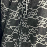 Fendi FF-Karligraphy Women's Black Size M Bomber Canvas Monogram Jacket