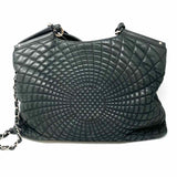 Chanel 2012 Iridescent Spiral Sea Black Quilted Leather Tote
