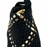 Naghedi St. Barths Small Neoprene Black Beige Woven Satchel w/ Pouch