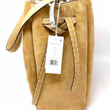 Tory Burch Romy Pick Stitch Large Bucket Bag Beige Suede Bucket Bag