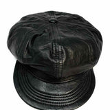 Leather Black Newsboy Hat