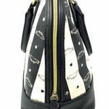 Betsey Johnson Black White Half Dome Stripe Satchel