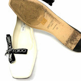 JIMMY CHOO Veda Ballerina Women's Ivory Size 40/9.5 Square toe Leather Bow Flats