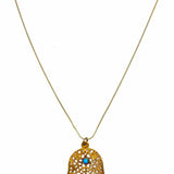 Estate 925 Sterling Gold Tone Pendant 17.5" Hamsa Necklace