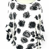 RUNDHOLZ black label Women's Black White Sz M Scoop Neck Dots Short Sleeve Top