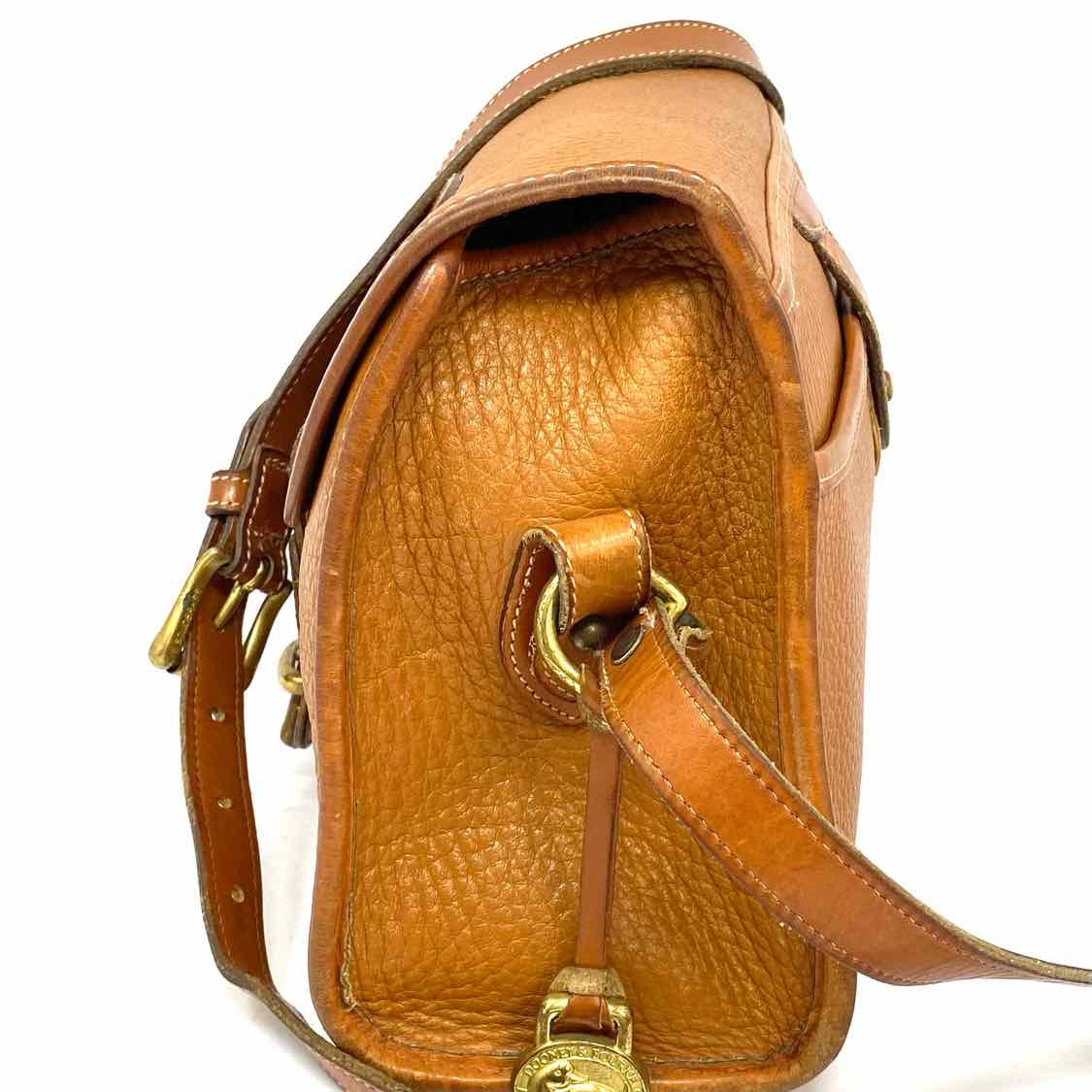 Dooney & Bourke All Weather Essex Vintage Caramel Flap Pebbled Leather Crossbody